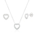 Conjunto de Prata Corações Cravejados Branco
