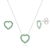 Conjunto de Prata Corações Cravejados Verde