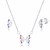 Conjunto de Prata Borboleta Cravejada Zircônia Colorida