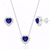 Conjunto de Prata Coração Azul Cravejado Zircônia