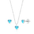 Conjunto de Prata Coração com Zircônia Azul Claro
