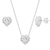 Conjunto de Prata Coração Cravejado Zircônia Glamourosa