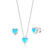 Conjunto de Prata Coração Cristal Azul Claro