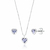 Conjunto de Prata Coração Cristal Lilás