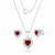 Conjunto de Prata Coração Cristal Vermelho: Romance para Encontros com Zircônias