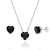 Conjunto de Prata Zircônia Coração Preto: Elegância e Sofisticação em uma Joia Deslumbrante!