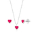 Conjunto de Prata Coração Rosa 6mm + Caixinha