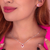 Conjunto de Prata Coração Rosa Escuro Cravejado | Charme Radiante para Ocasiões Especiais