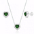 Conjunto de Prata Coração Round Verde 45cm