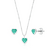 Conjunto de Prata Coração Verde Claro