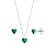 Conjunto de Prata Coração Zircônia Verde