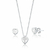 Conjunto de Prata Coração Zircônia Branca