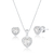 Conjunto de Prata Coração Zircônia Branca: Elegância e Amor