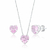Conjunto de Prata Coração Zircônia Rosa