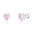 Conjunto de Prata Coração Zircônia Rosa