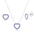 Conjunto de Prata Corações Cravejados Azul