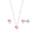 [VERIF. KIT] Conjunto de Prata Corações Rosa Claro