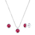 Conjunto de Prata Cristal Redondo Rosa Claro