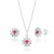 Conjunto de Prata Flor Vermelha Cravejada - Jeru Tuzaki