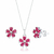 Conjunto de Prata Flor Zircônia Rosa