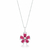 Conjunto de Prata Flor Zircônia Rosa