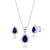Conjunto de Prata Gota Cravejada Azul: Brilho Elegante