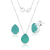 Conjunto de Prata 925 Gota Zircônia Verde c/ 45cm