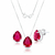 Conjunto de Prata Gota Vermelho