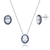 Conjunto de Prata Oval Cravejado com Zircônia Azul