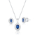 Conjunto de Prata Oval Cristal Azul: Brilhe em Ocasiões Especiais