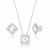 Conjunto de Prata Quadrado Branco Cravejado