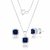 Conjunto de Prata Quadrado Cravejado Azul: Glamour para Ocasiões Especiais