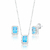 Conjunto de Prata Retangular Cristal Azul Cravejado