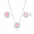 Conjunto de Prata Round Zircônia Rosa
