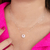 Conjunto de Prata Round Zircônia Rosa
