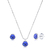 Conjunto de Prata Zircônia Azul Escuro