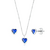 Conjunto de Prata Zircônia Coração Azul Escuro