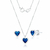 Conjunto de Prata Zircônia Coração Azul Escuro