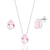 Conjunto de Prata Zircônia Rosa gota 10 MM