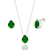 Conjunto de Prata Zircônia Verde Escuro 10 MM