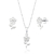 Kit Conjunto Feminino Flor Cravejada Zircônia