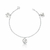 Pulseira de Prata Três Medalhas Feminismo 18cm