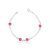 Pulseira de Prata Cristais Rosa 18cm