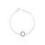 Pulseira de Prata Círculo Vazado Zircônia Pink 18cm