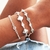 Pulseira de Prata Delicada Conchas e Pontos de Luz 18cm