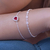 Pulseira de Prata Coração Zircônia Vermelho Love 18cm