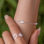 Pulseira de Prata Quatro Zircônias Brancas 20cm
