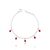 Pulseira de Prata Cinco Cristais Vermelhos 18cm