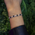 Pulseira de Prata Sete Pontos de Luz Preto 19cm