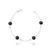 Pulseira de Prata Círculos Pretos 18cm:
